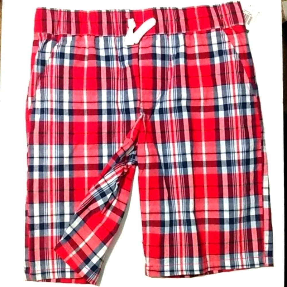 NAUTICA BOYS RED WHITE BLUE PLAID SHORTS SIZE 14/16 NWT